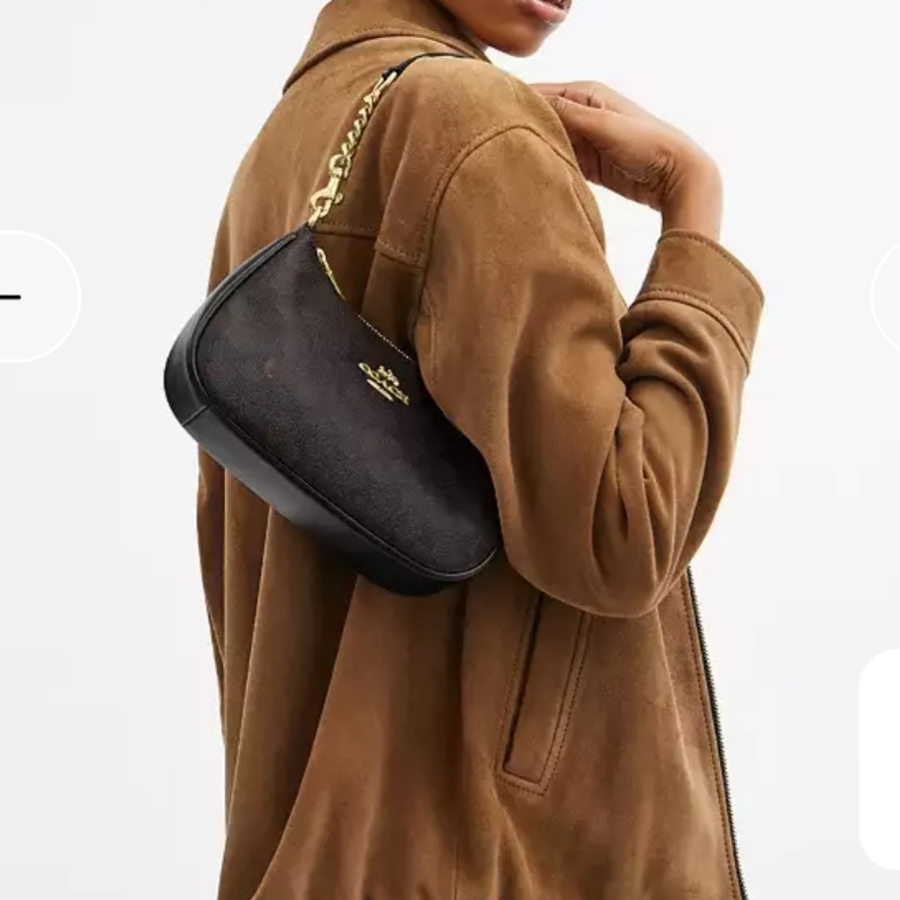 Coach Teri Shoulder Bag  Black and Walnut with Gold Accents - Picture 11 of 14